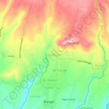 Cempaga topographic map, elevation, terrain