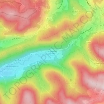 Les Blanches Roches topographic map, elevation, terrain