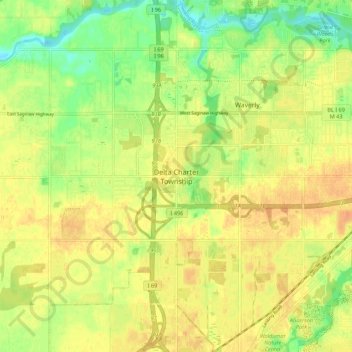 Delta Charter Township topographic map, elevation, terrain