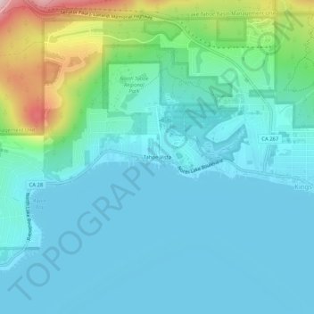 Tahoe Vista topographic map, elevation, terrain