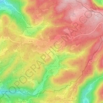 La Bachetey topographic map, elevation, terrain