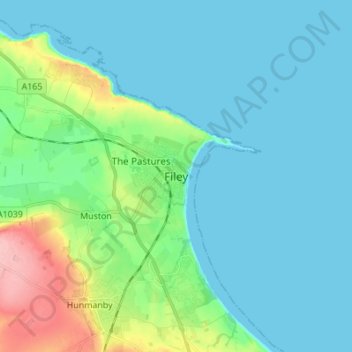 Filey topographic map, elevation, terrain