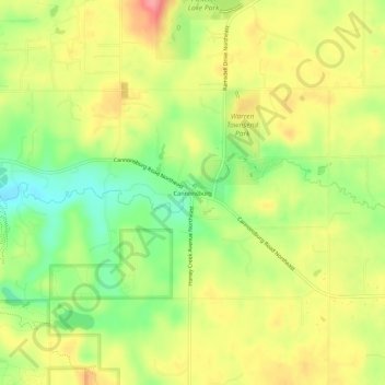 Cannonsburg topographic map, elevation, terrain