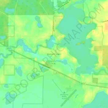 Mantowish Waters topographic map, elevation, terrain