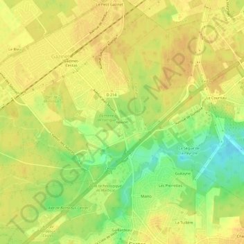 Bouzet topographic map, elevation, terrain