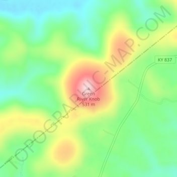 Green River Knob topographic map, elevation, terrain