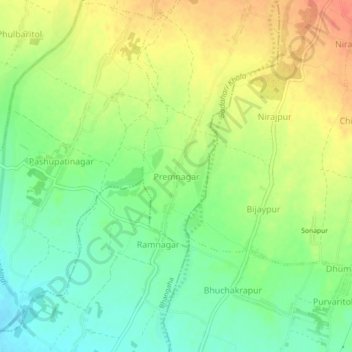 Premnagar topographic map, elevation, terrain