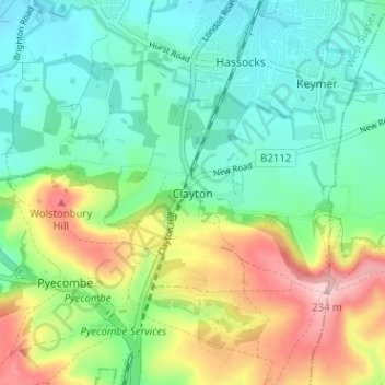 Clayton topographic map, elevation, terrain