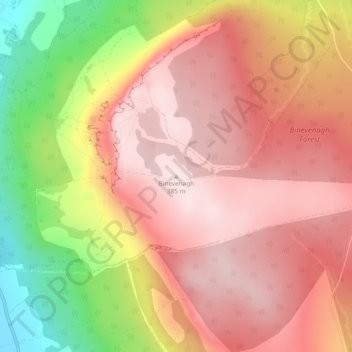 Binevenagh topographic map, elevation, terrain