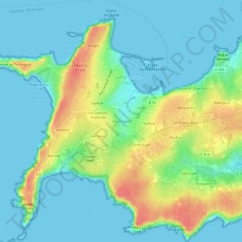 Le Cosquer topographic map, elevation, terrain