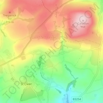 Darite topographic map, elevation, terrain