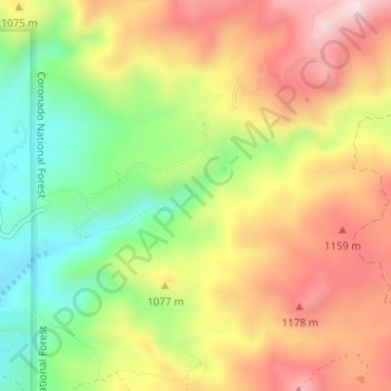 Tanque Verde Falls topographic map, elevation, terrain