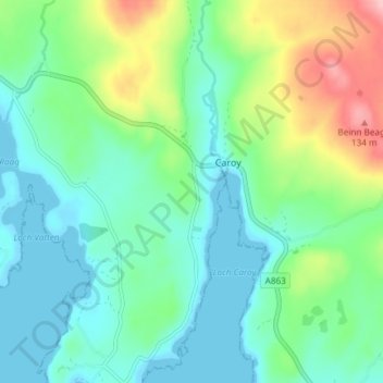 Feorlig topographic map, elevation, terrain