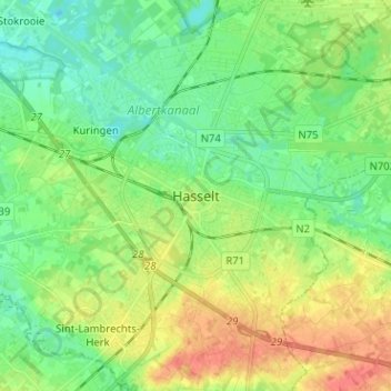 Hasselt topographic map, elevation, terrain