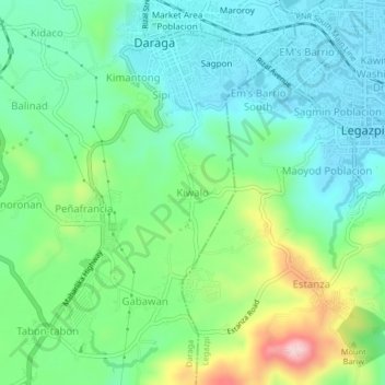 Kiwalo topographic map, elevation, terrain