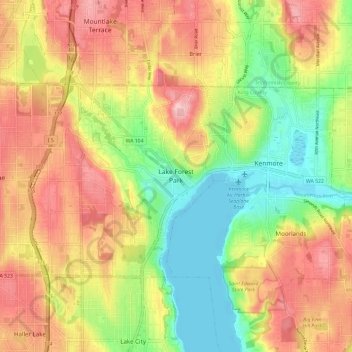 Lake Forest Park topographic map, elevation, terrain