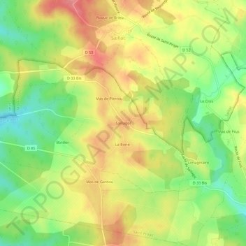 Saillagol topographic map, elevation, terrain