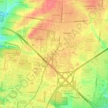 Brecon topographic map, elevation, terrain