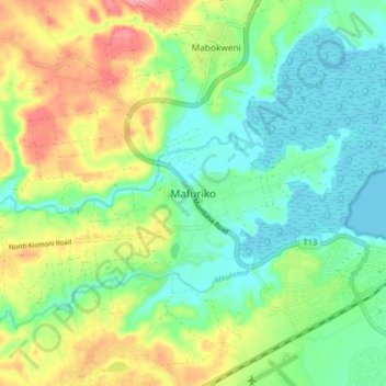 Mafuriko topographic map, elevation, terrain