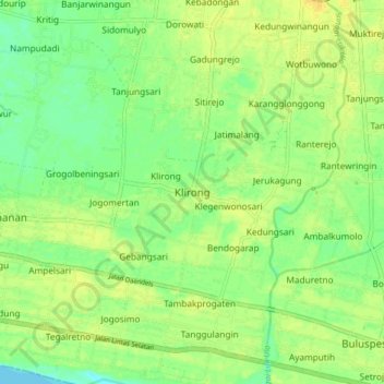 Klirong topographic map, elevation, terrain