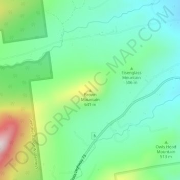 Brown Mountain topographic map, elevation, terrain
