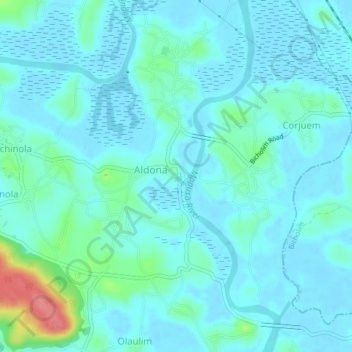 Aldona topographic map, elevation, terrain
