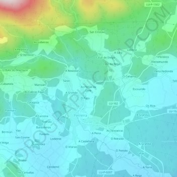 As Penas da Laxe topographic map, elevation, terrain