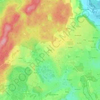Höfen topographic map, elevation, terrain