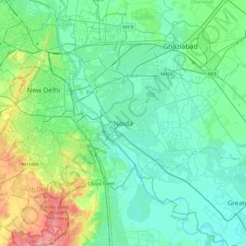 Noida topographic map, elevation, terrain