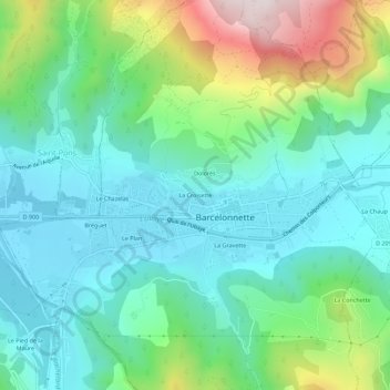 La Croisette topographic map, elevation, terrain