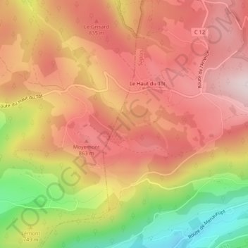 Le Peupré topographic map, elevation, terrain