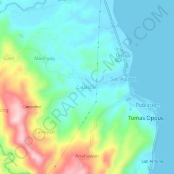 Cabascan topographic map, elevation, terrain