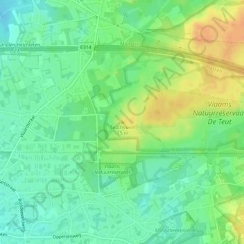 Teutheuvel topographic map, elevation, terrain