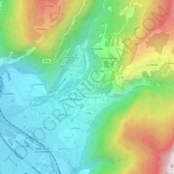 Le Mollard topographic map, elevation, terrain