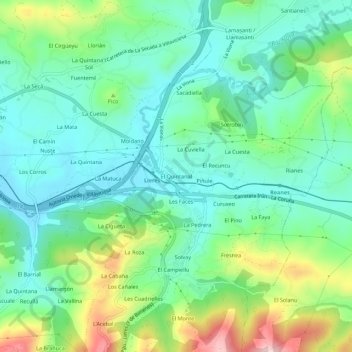 El Quintanal topographic map, elevation, terrain