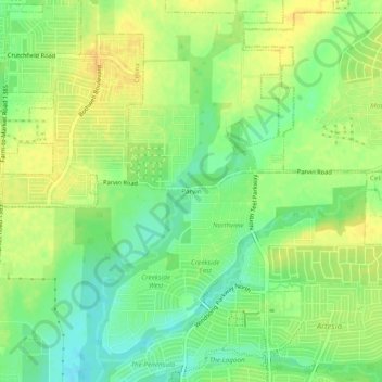 Parvin topographic map, elevation, terrain