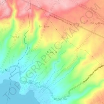 Maugat topographic map, elevation, terrain