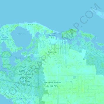 Bokeelia topographic map, elevation, terrain