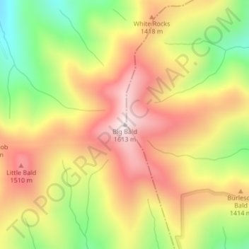 Big Bald topographic map, elevation, terrain