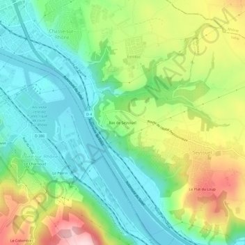 Bas de Seyssuel topographic map, elevation, terrain