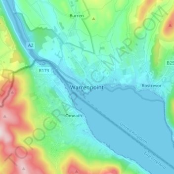 Warrenpoint topographic map, elevation, terrain