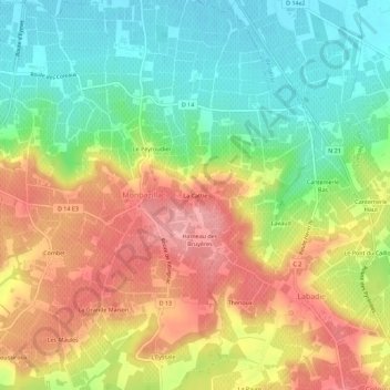 La Cattie topographic map, elevation, terrain