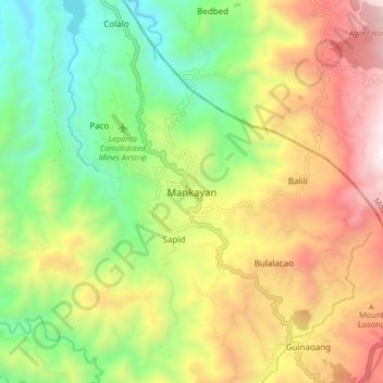 Mankayan topographic map, elevation, terrain