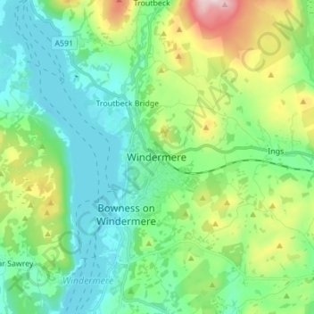 Windermere topographic map, elevation, terrain
