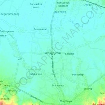 Solokanjeruk topographic map, elevation, terrain