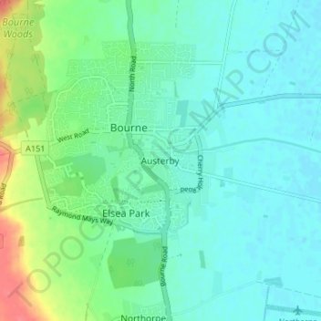 Austerby topographic map, elevation, terrain