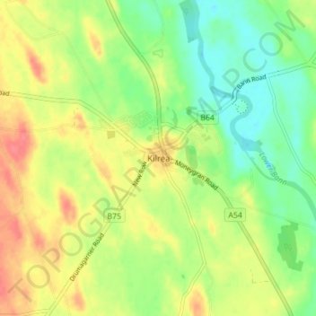 Kilrea topographic map, elevation, terrain