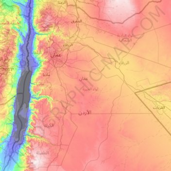 Al Asimah topographic map, elevation, terrain
