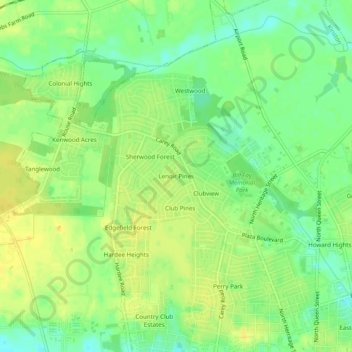 Lenoir Pines topographic map, elevation, terrain