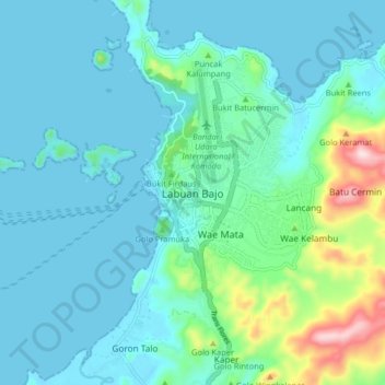 Labuan Bajo topographic map, elevation, terrain